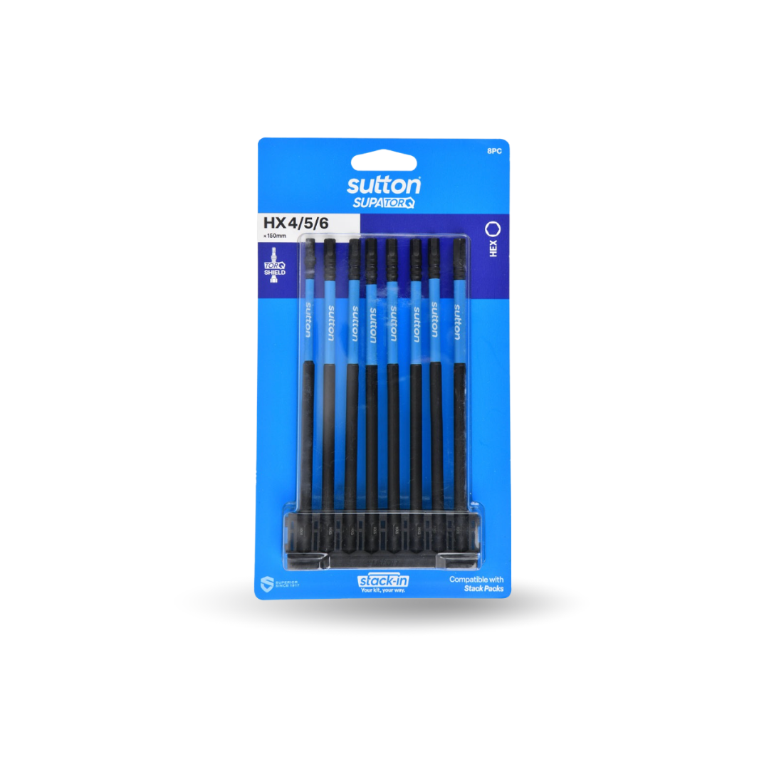 SCRDRV BIT S206 SUPATORQ HEX SET 150MM STACK-IN 8PC