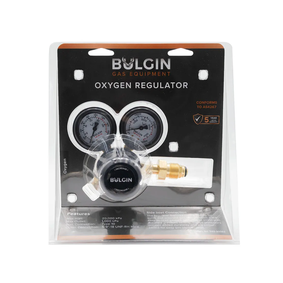 Oxygen Regulator 0-1,000kPa Side Entry Type 10 AS 4267
