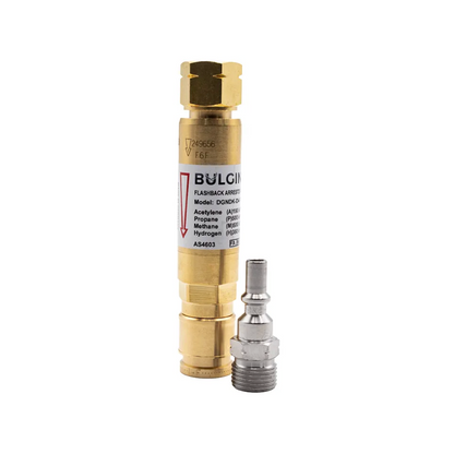 Bulgin® Flashback Arrestor Fuel Gas Standard Flow ( DGNDK-D4-F) Q/A Coupler Reg End - 5/8"-18 UNF LH