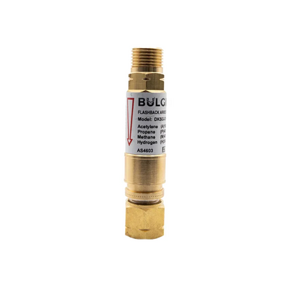 Bulgin® Flashback Arrestor Fuel Gas Standard Flow (DKSG-D1-F) Q/A Coupler Torch End - 5/8"-18 UNF LH
