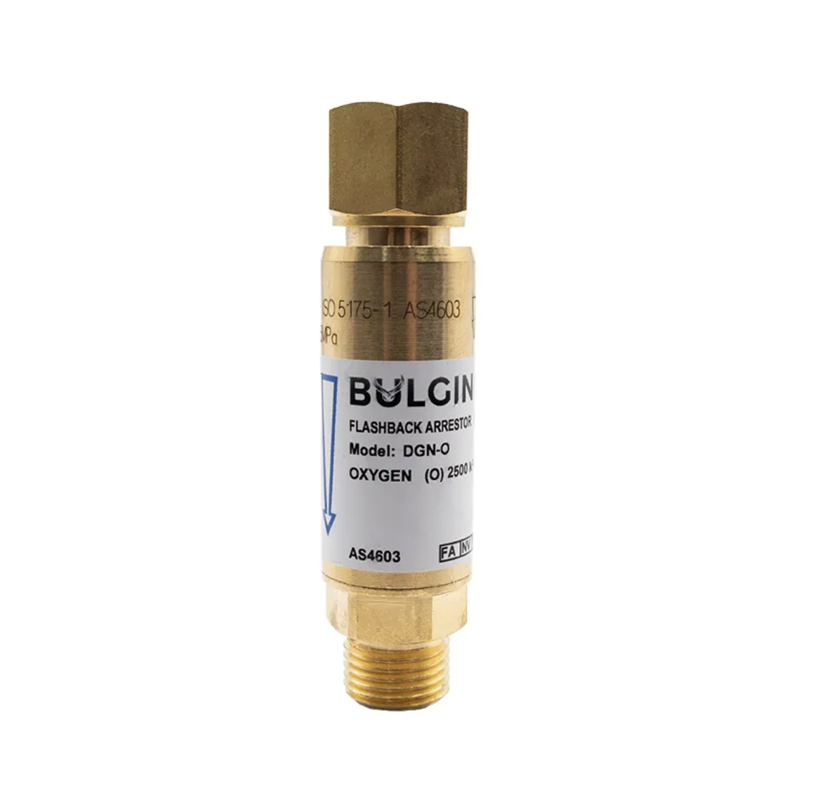 Bulgin® Flashback Arrestor Oxygen Standard Flow (DGN-O) Reg End - 5/8"-18 UNF RH