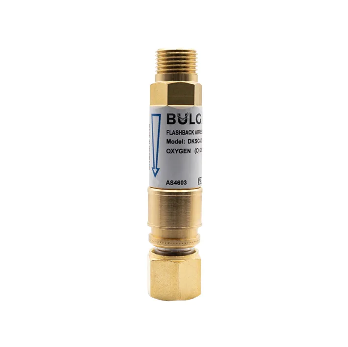 Bulgin® Flashback Arrestor Oxygen Standard Flow (DKSG-D1-O) Q/A Coupler Torch End - 5/8"-18 UNF RH