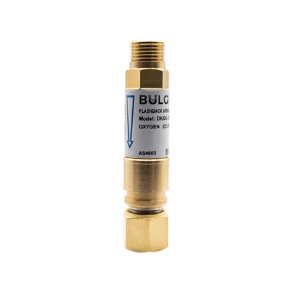 Bulgin® Flashback Arrestor Oxygen Standard Flow (DKSG-D1-O) Q/A Coupler Torch End - 5/8"-18 UNF RH