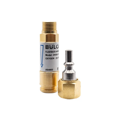 Bulgin® Flashback Arrestor Oxygen Standard Flow (DKSG-D1-O) Q/A Coupler Torch End - 5/8"-18 UNF RH