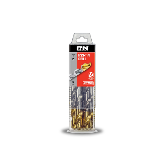 P & N Drill Jobber HSS-TiN-Tip Tradepack 1/2IN 5PK