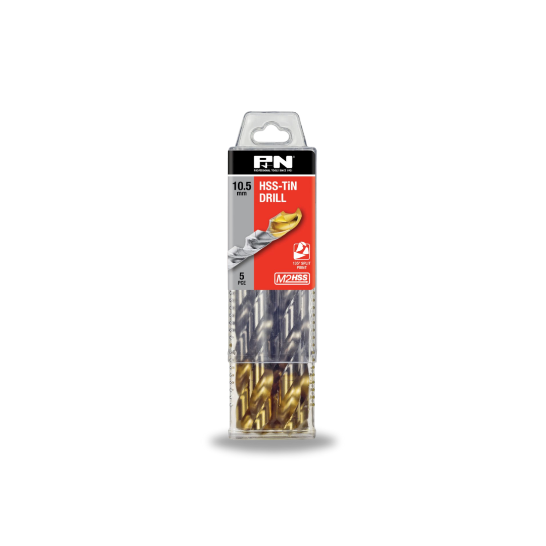 P&N Drill Jobber HSS-TiN-Tip Tradepack 10.5mm 5PK