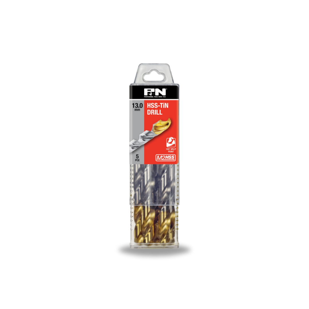 P&N Drill Jobber HSS-TiN-Tip Tradepack 13.0mm 5PK