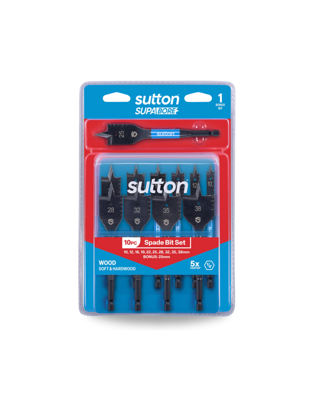 Drill D501 Spade Bit Supabore Set 10-38mm 10PC