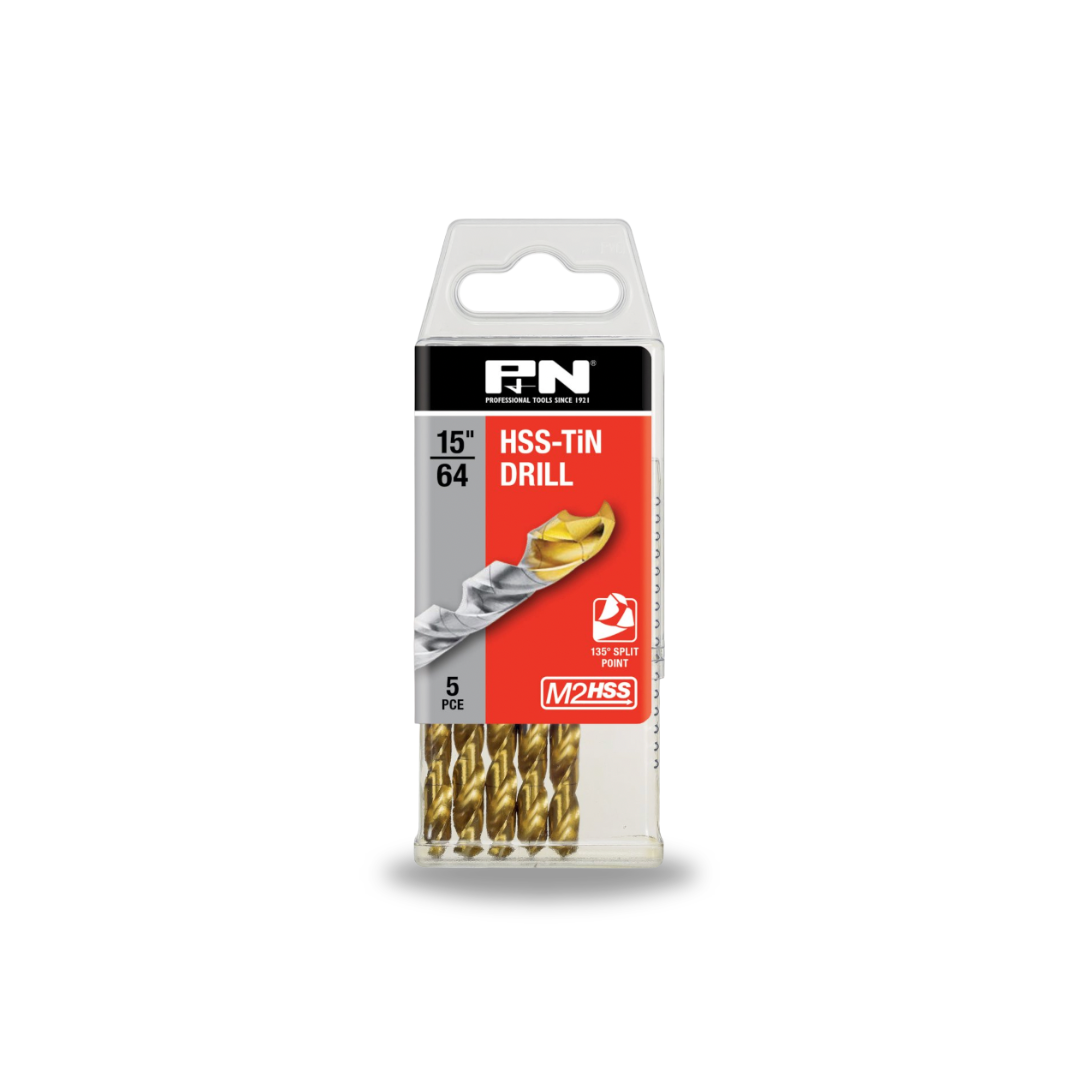 P & N Drill Jobber HSS-TiN-Tip Tradepack 5PK