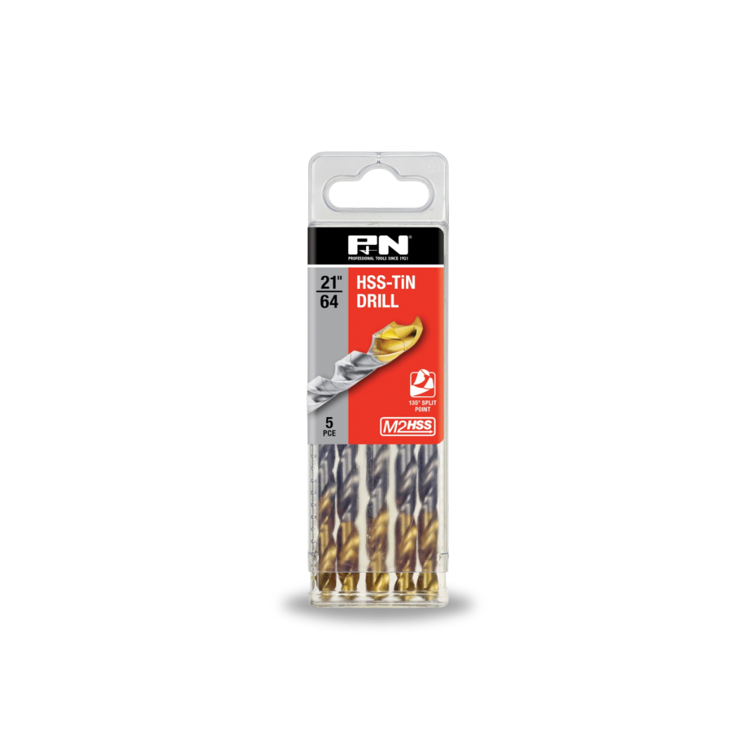 P & N Drill Jobber HSS-TiN-Tip Tradepack 21/64IN 5PK