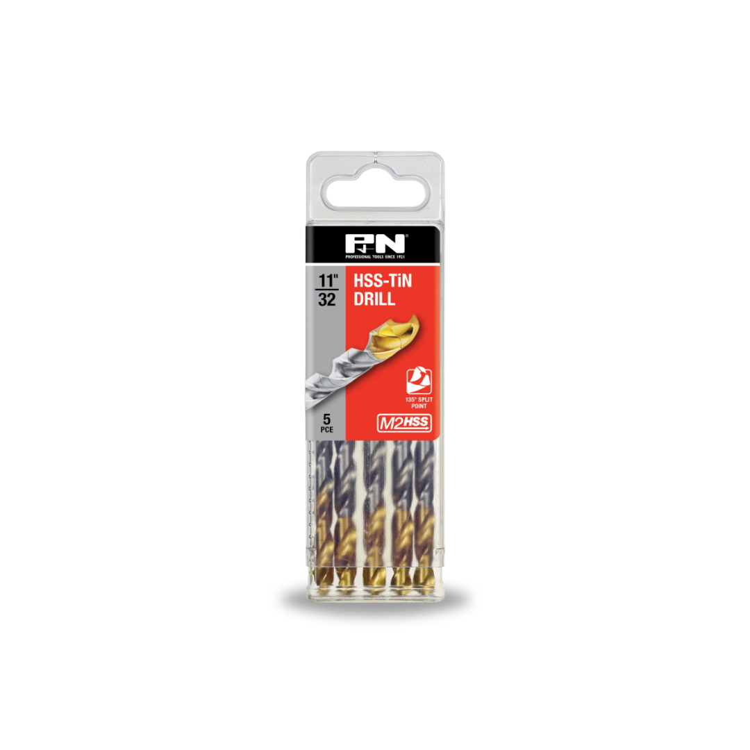 P & N Drill Jobber HSS-TiN-Tip Tradepack 11/32IN 5PK
