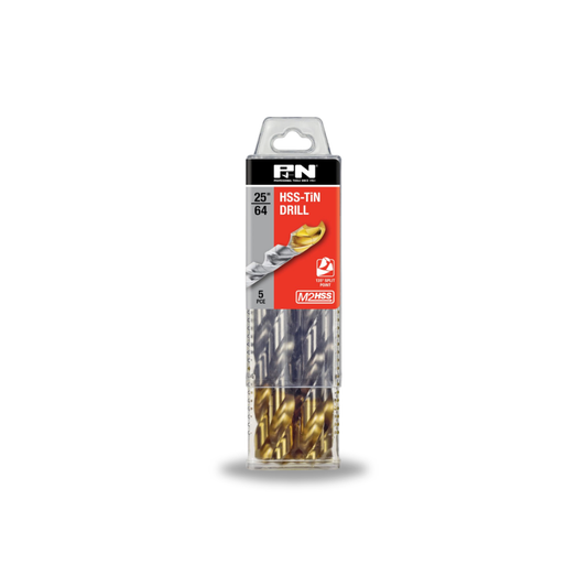 P & N Drill Jobber HSS-TiN-Tip Tradepack 25/64IN 5PK