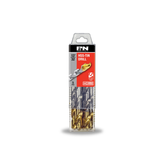 P & N Drill Jobber HSS-TiN-Tip Tradepack 13/32IN 5PK