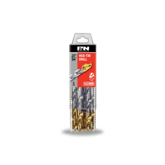 P & N Drill Jobber HSS-TiN-Tip Tradepack 27/64IN 5PK